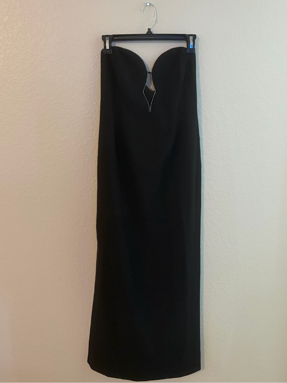 Bardot Black Strapless Maxi with Sweetheart Rhinestone Detail